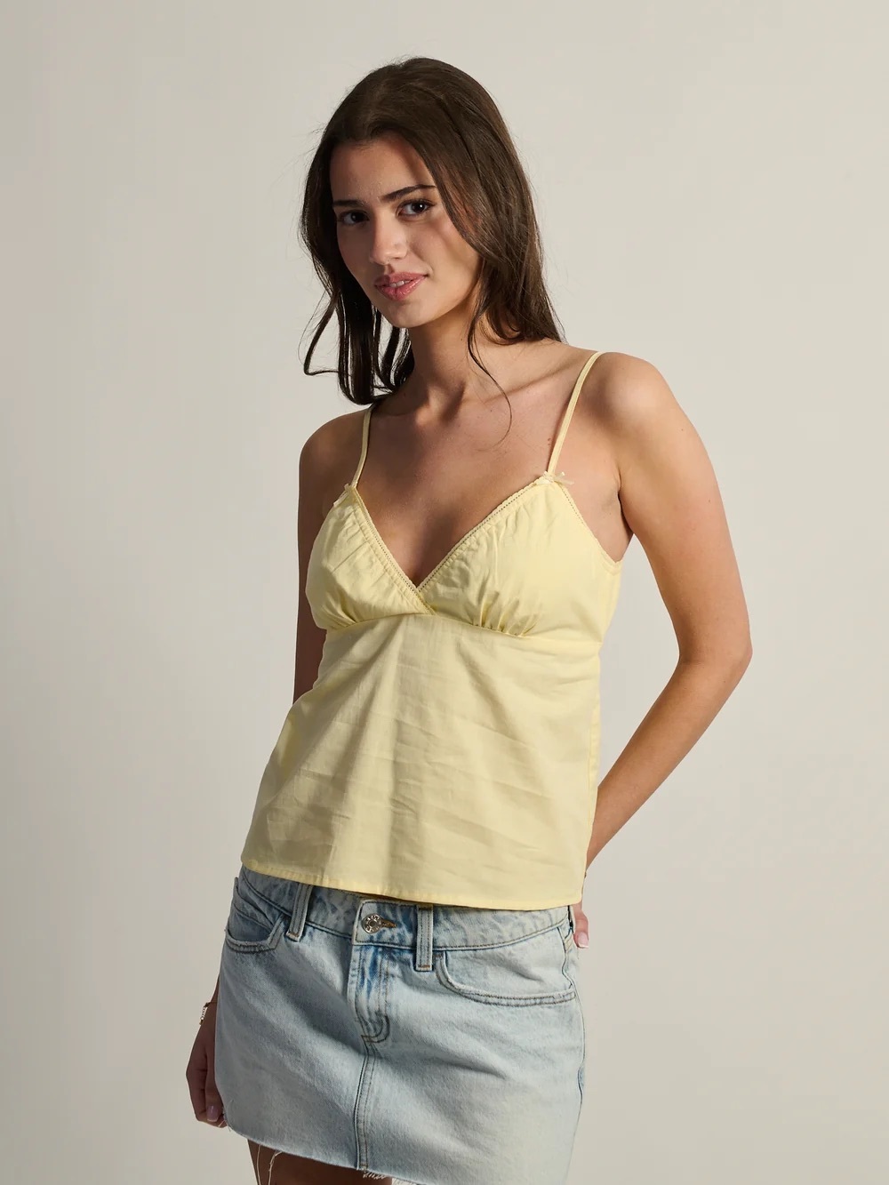 Harlow Pale Yellow V-Neck Spaghetti Strap Camisole